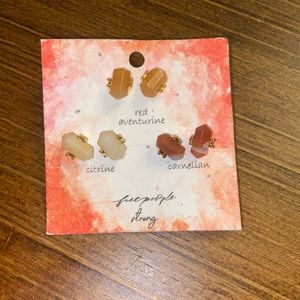 Free People- NWT set of 3 semi precious stone earrings.